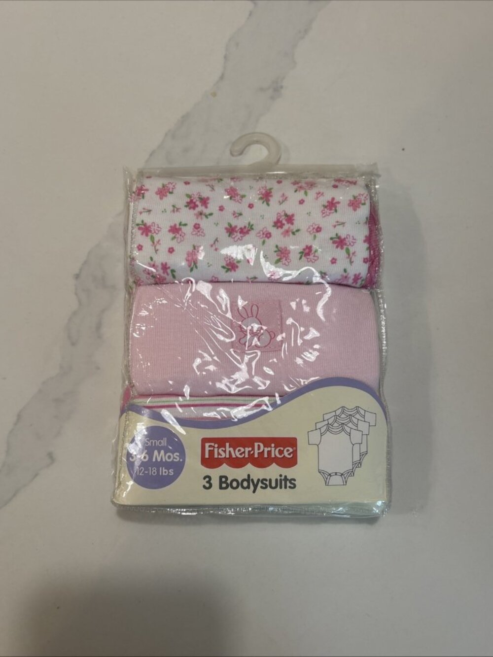 Vintage 2005 Fisher Price Bodysuits 3-6 Months 12-18lbs Pink Baby Girl